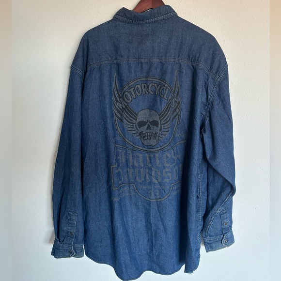 Harley-Davidson Dark Blue Snap Button Shirt - Picture 2 of 6